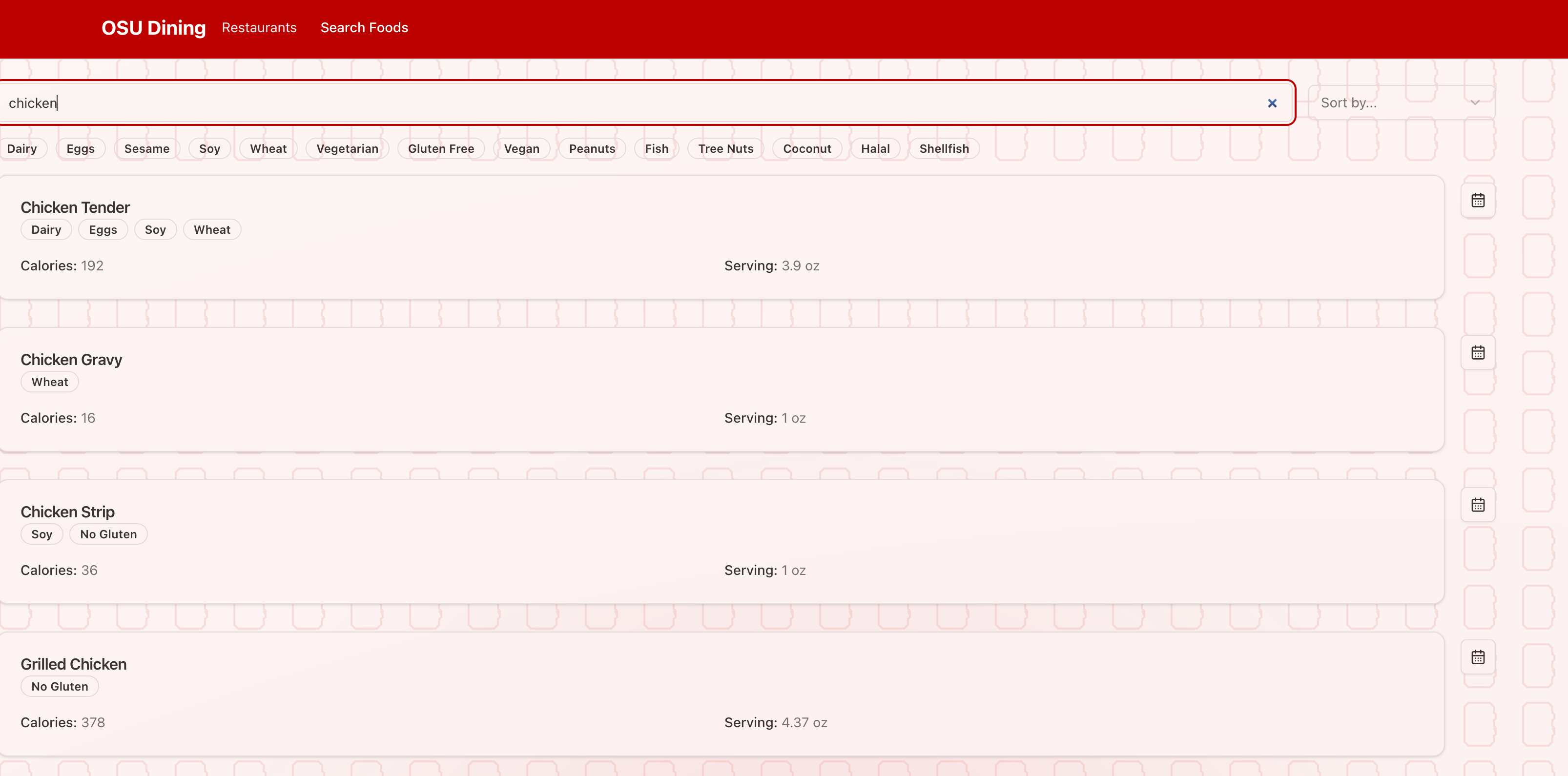 OhioState.food Search Page